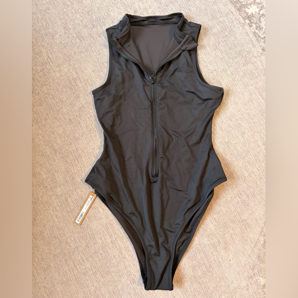 Skims High Leg Zipper One Piece Bathing Suit. NEW WITH TAGS
